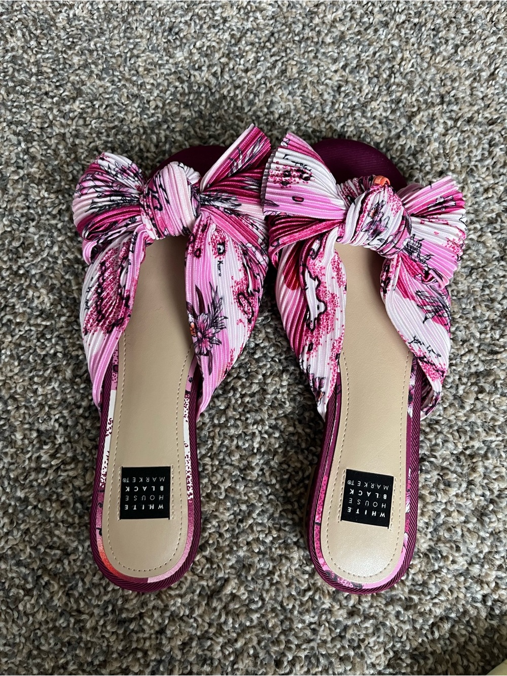 White House Black Market Pink Floral Knot sandals